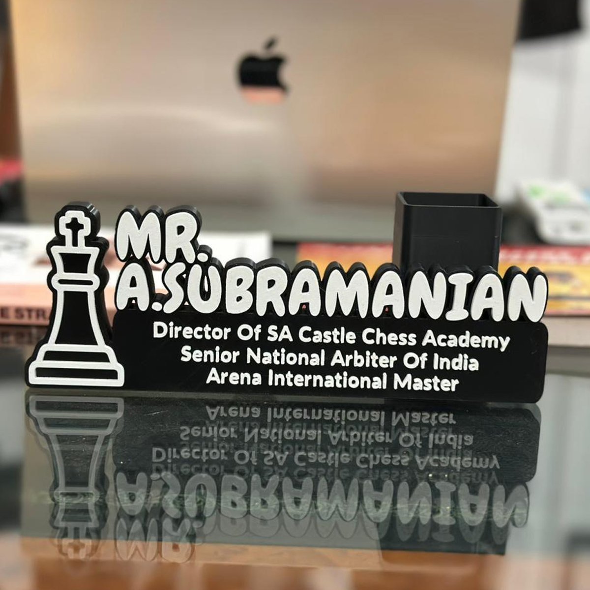 Custom Logo 3D Printed Desk Name with Pen Stand