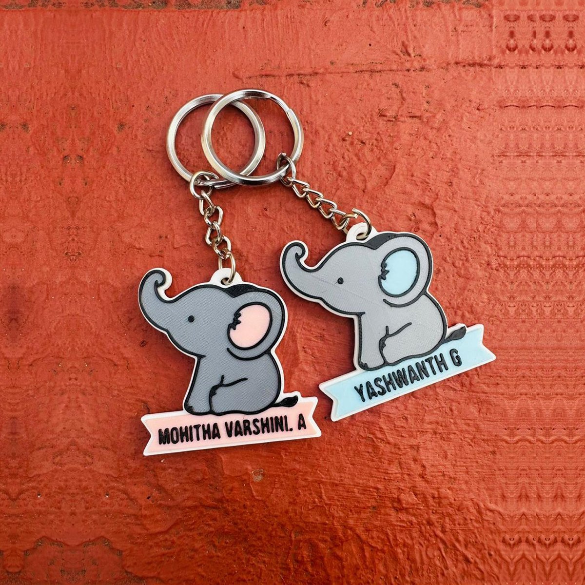 Custom Name Elephant 3D Printed Keychain
