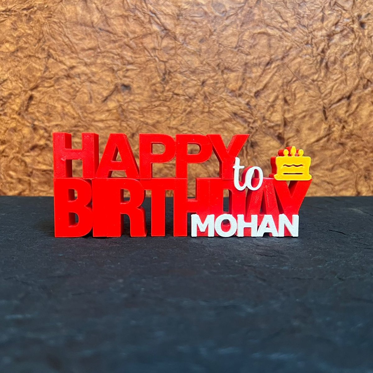 3D Printed Happy Birthday Name Desk Name