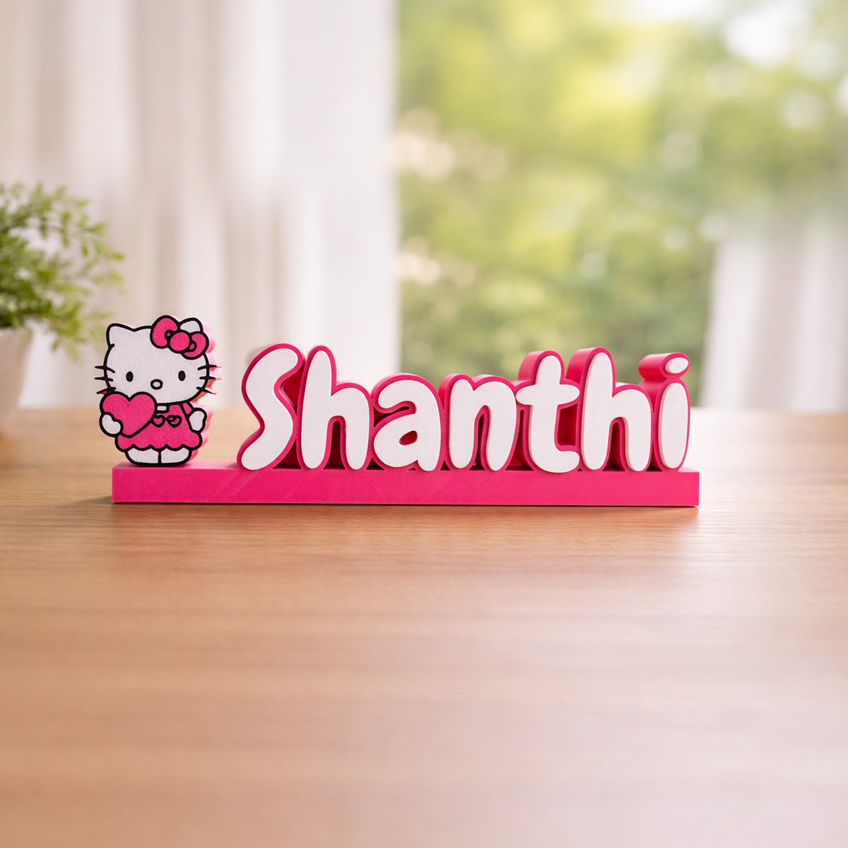 Custom 3D Printed Hello Kitty Desk Name | Personalized Name Stand