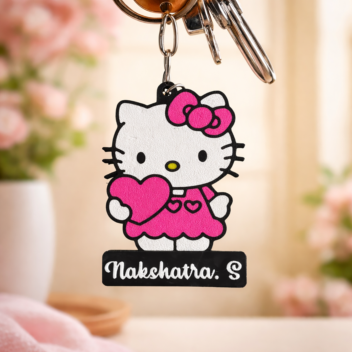 Personalized Kitty Cartoon Name Keychain