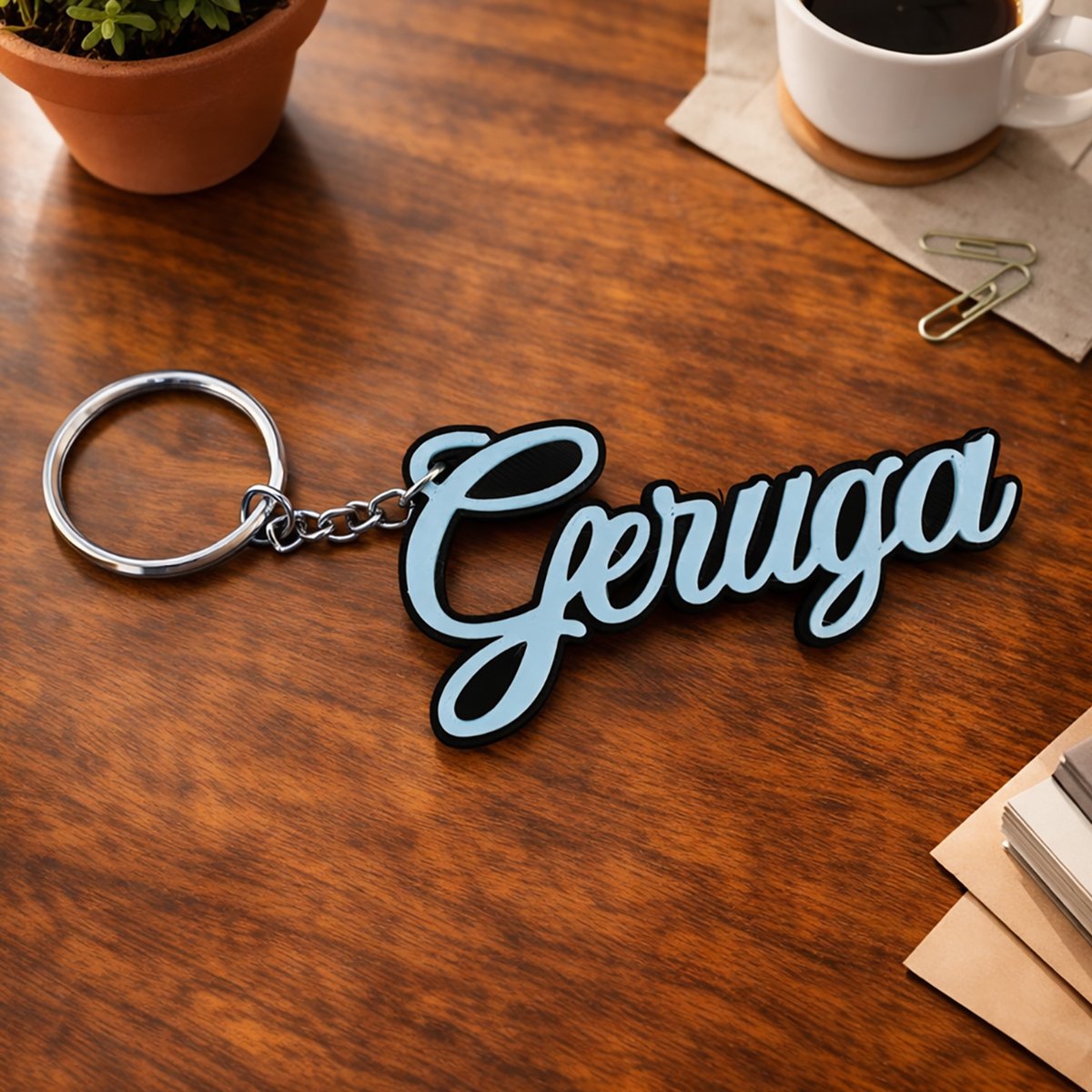 Custom 3D Printed Name Keychain - Style 02