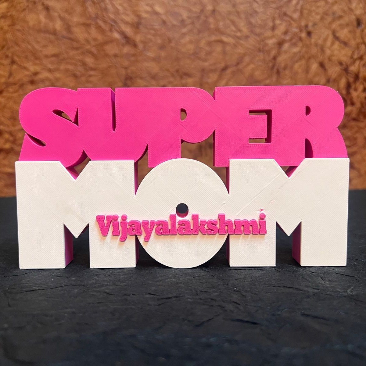 Personalized 3D Printed “Super Mom” Desk Name