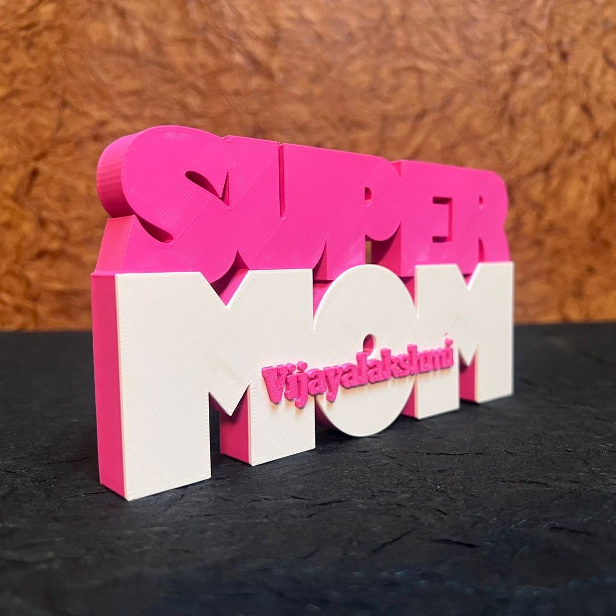 Personalized 3D Printed “Super Mom” Desk Name