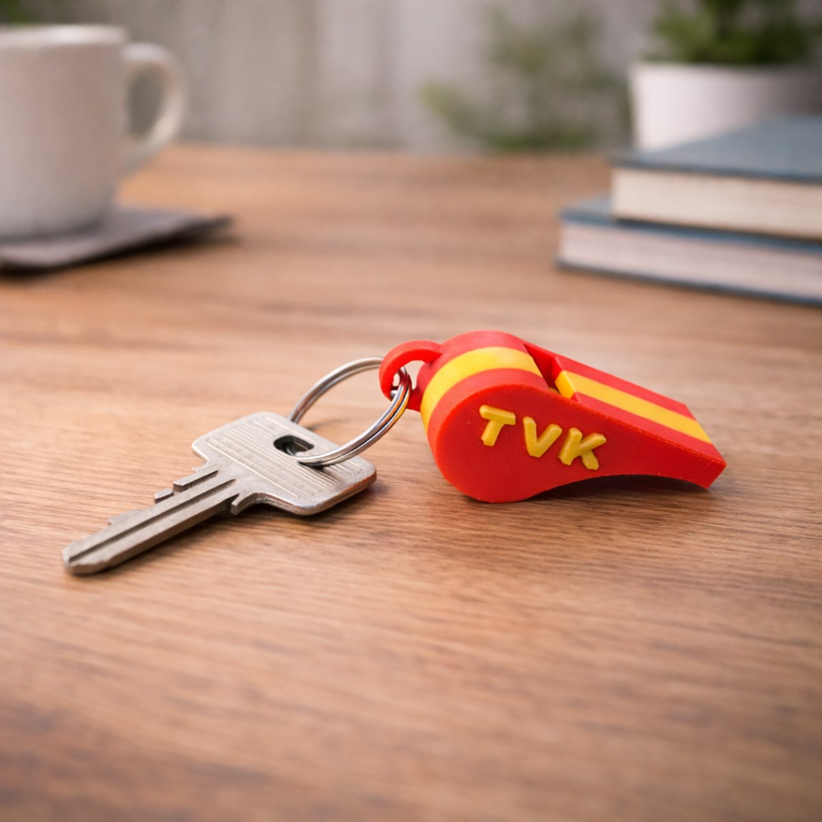 3D Printed TVK Whistle Keychain | Tamilaga Vettri Kazhagam Custom Keychain